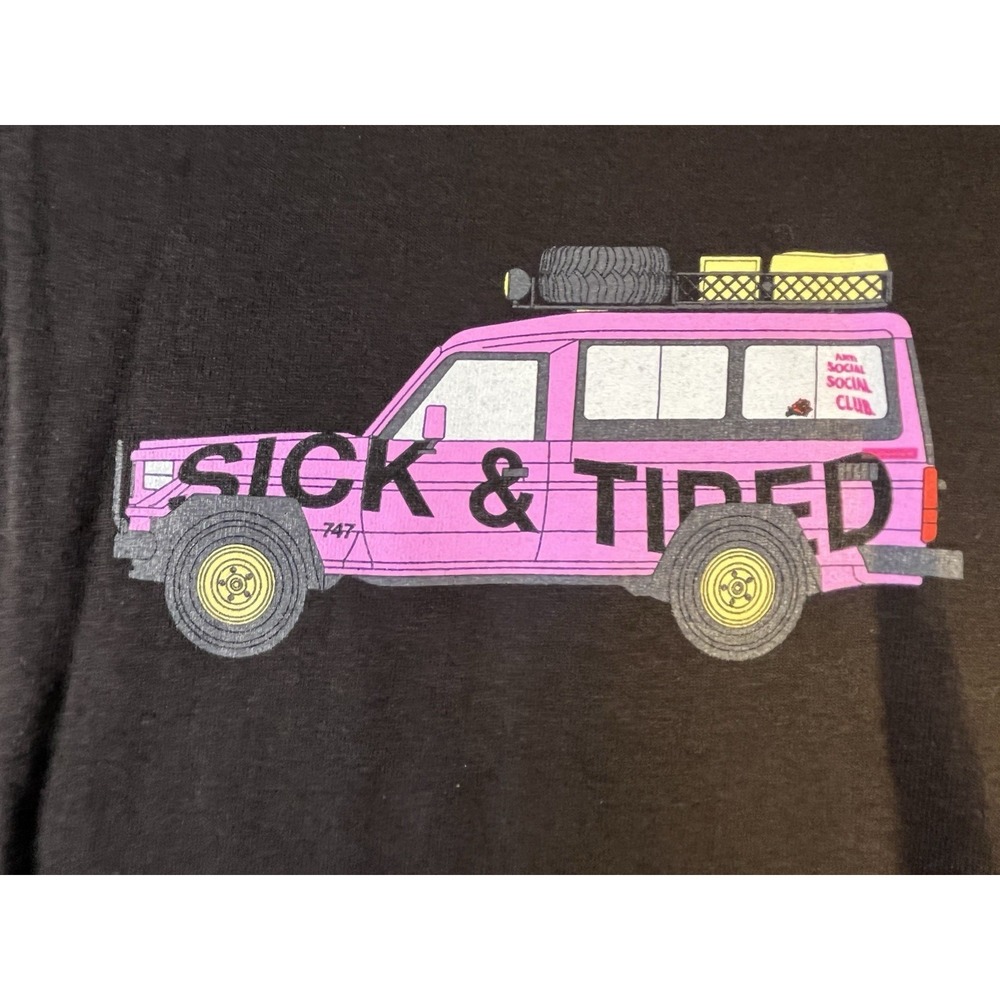 New Anti Social Social Club Sick And Tired T-shirt Black Size Small - Picture 4 of 7